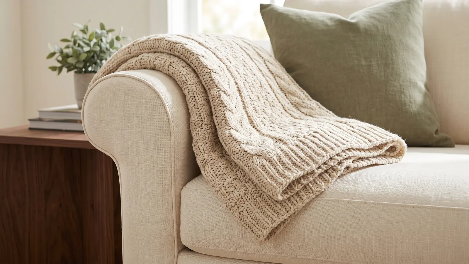 Throw blanket folded on a couch