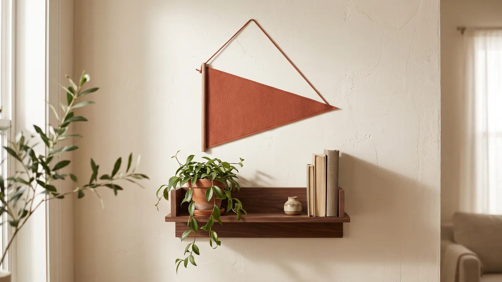 Fabric pennant flag used as home decor